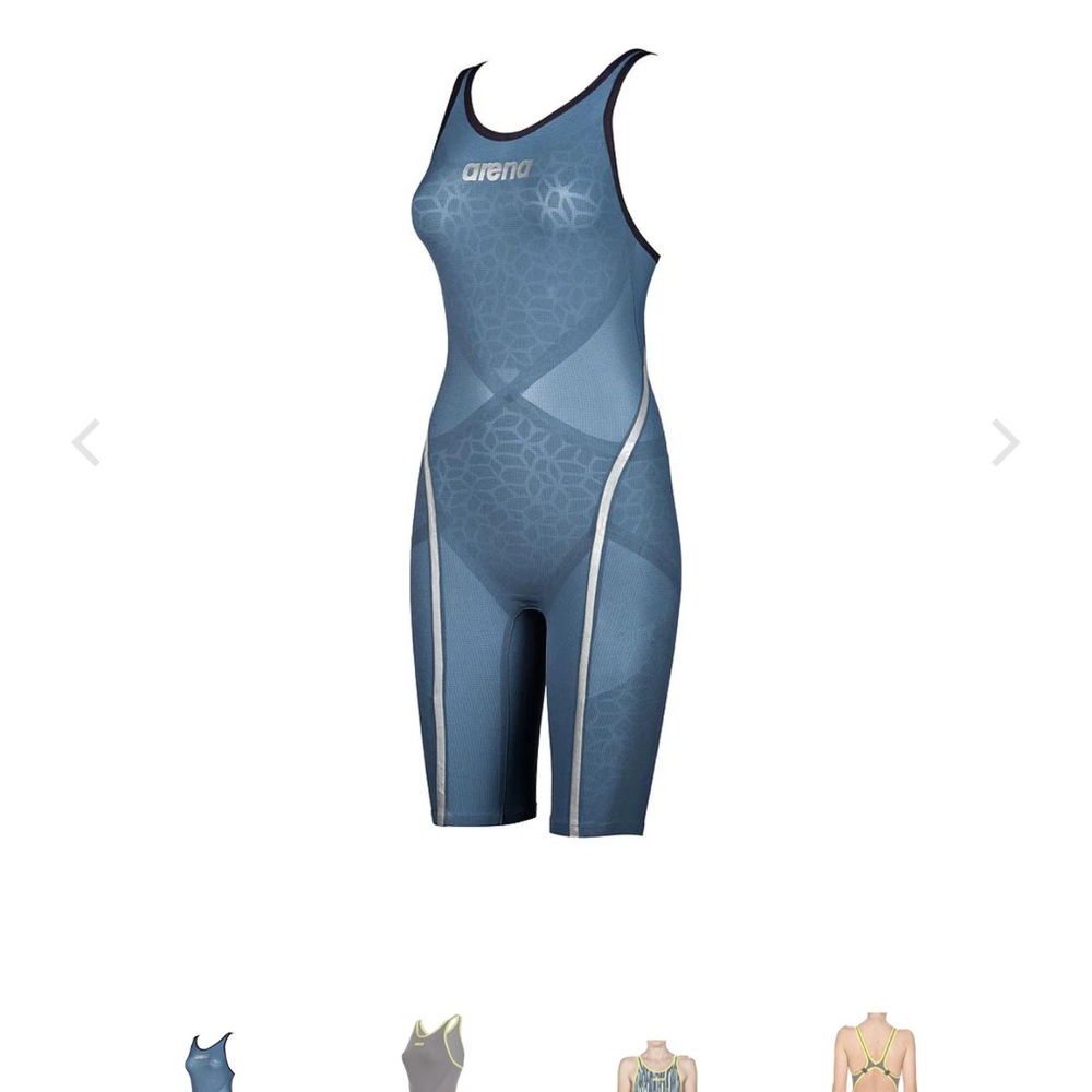 arena carbon ultra powerskin bluesteel/silver kneeskin techsuit size 30